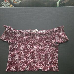 PacSun Burgundy Floral OffShoulder Blouse